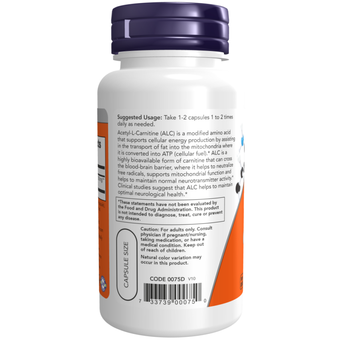 NOW Acetyl L-Carnitine 500mg 50caps