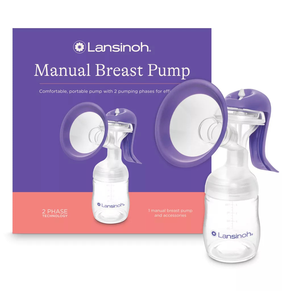 Lansinoh 2 fázisú kézi mellszívó +160 ml-es cumisüveg szett