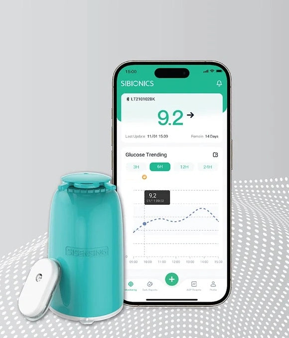 GS1 CGM rendszer valós idejű vércukor monitorozás Bluetooth appal