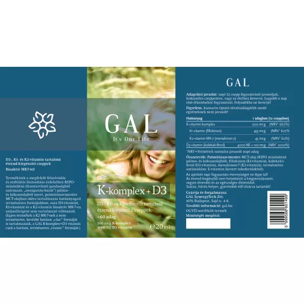 GAL K-komplex+D3, 500mcg K-komplex + 4000NE D3-vitamin