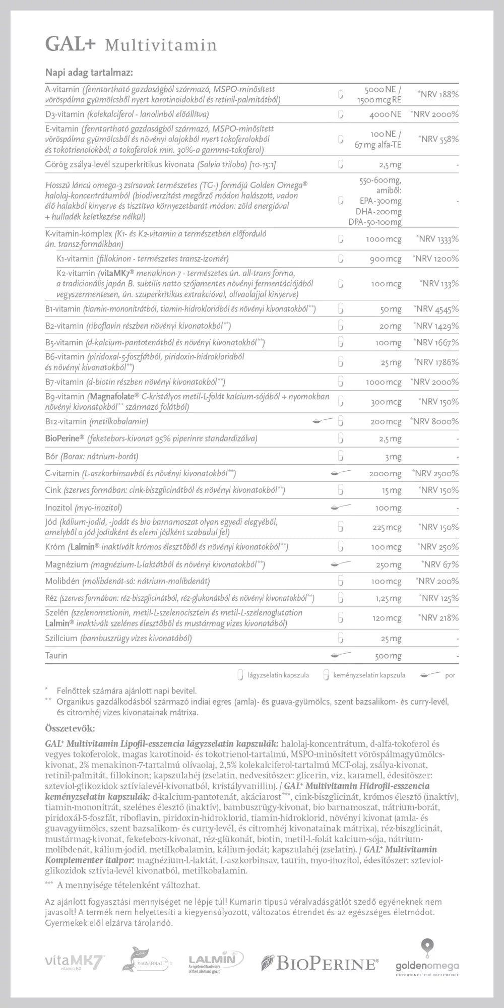 GAL+ Multivitamin 30 adag