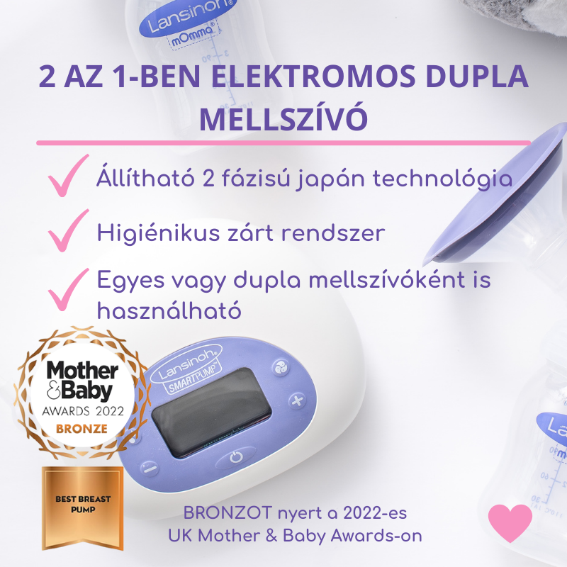 Lansinoh 2 az 1-ben elektromos dupla mellszívó + 2 db 160 ml cumisüveg szettben