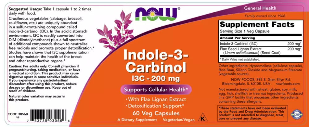 Now Indole-3-Carbinol 200 mg – 60db