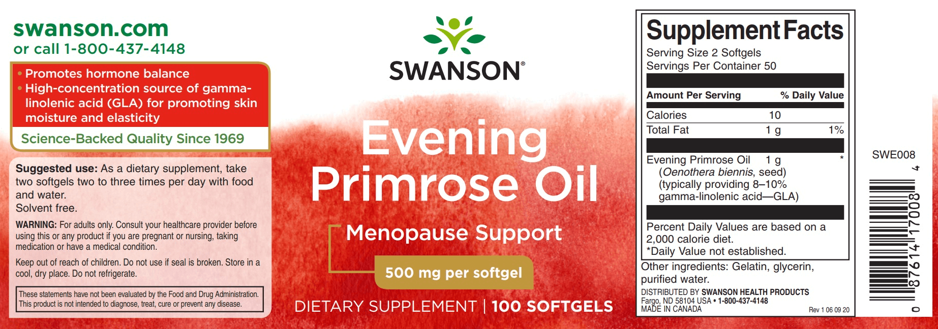 Swanson EVENING PRIMROSE OIL (Ligetszépe olaj)