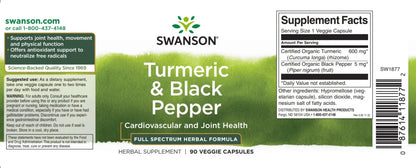Swanson Kurkuma + Fekete bors kapszula – 90db