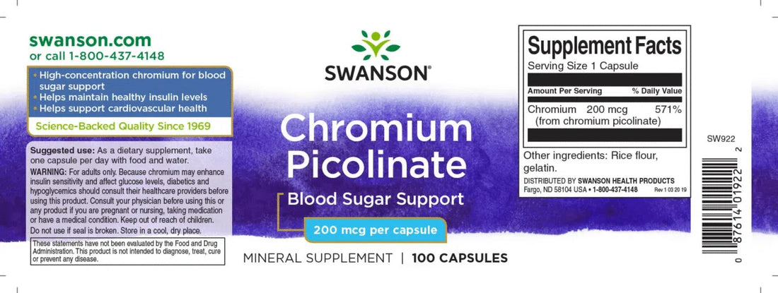 Swanson CHROMIUM PICOLINATE (Króm pikolinát)