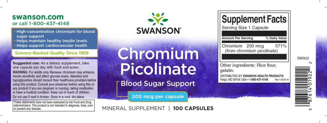Swanson CHROMIUM PICOLINATE (Króm pikolinát)