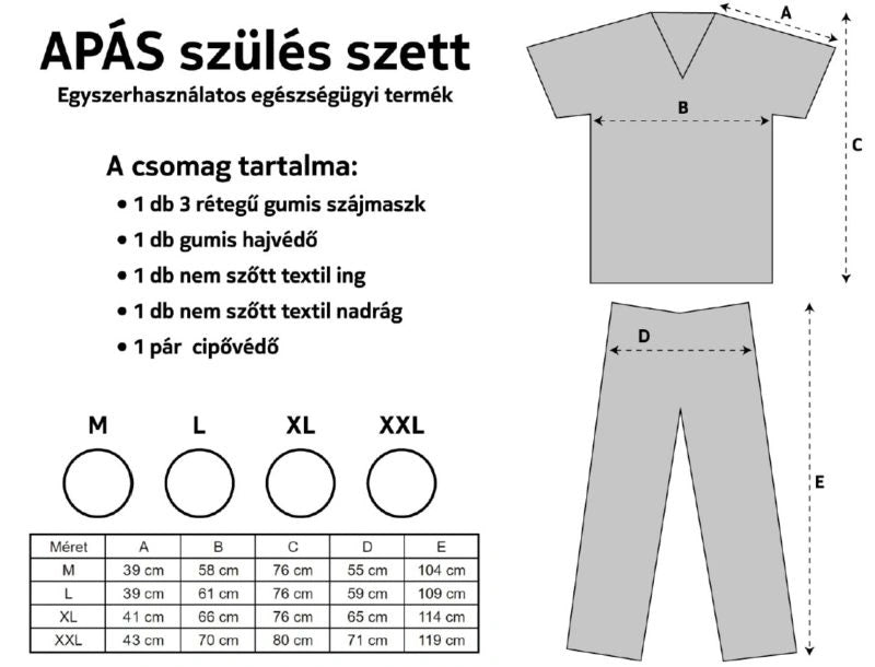 Apás kórházi szülés szett - több méretben (M, L, XL, XXL)