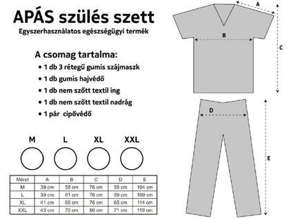 Apás kórházi szülés szett - több méretben (M, L, XL, XXL)
