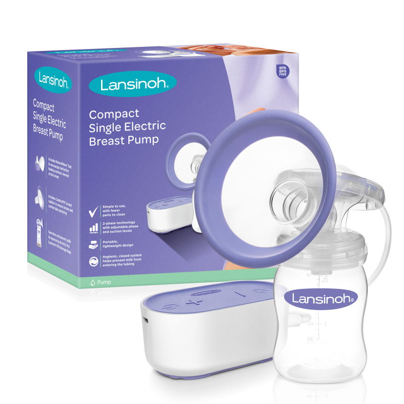 Lansinoh 2 fázisú kompakt elektromos mellszívó + 160ml cumisüveg szettben