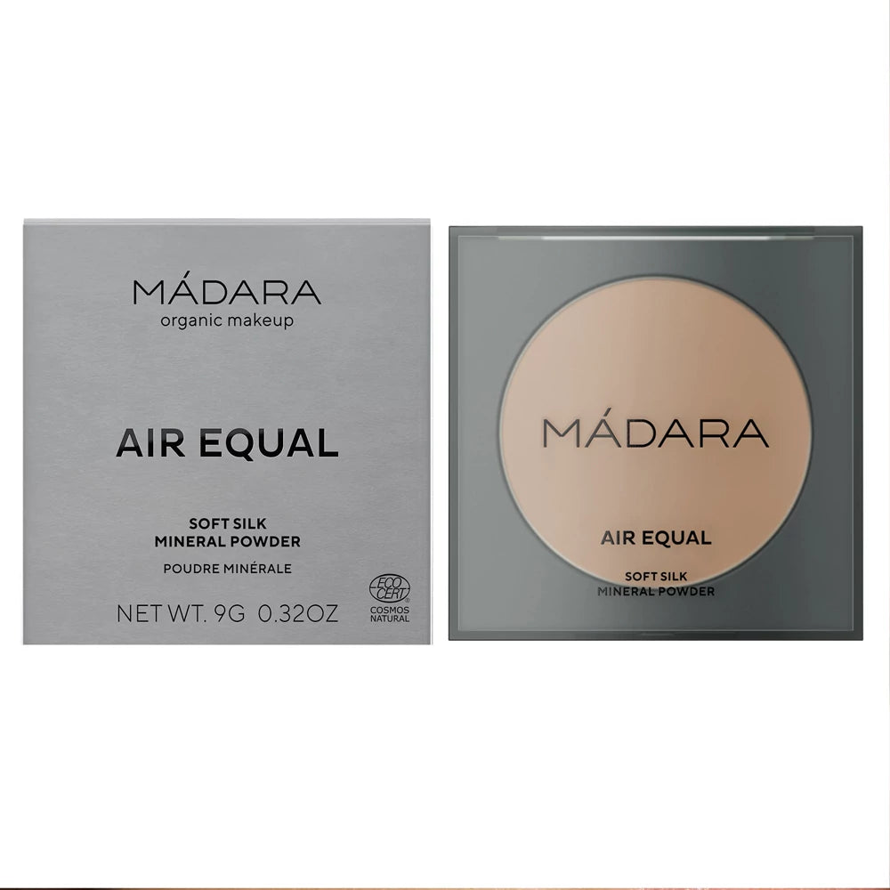 Beige ásványi púder MÁDARA Air Equal könnyű textúra