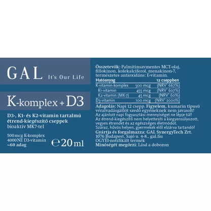 GAL D3 vitamin K-komplexszel kombinálva napi egy adagban