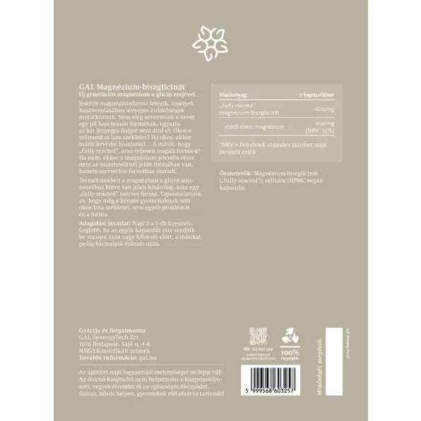 GAL magnézium-biszglicinát nagy kiszerelés családi használatra