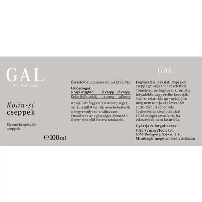 GAL Kolin-só cseppek könnyen adagolható kolinforrás mindennapra