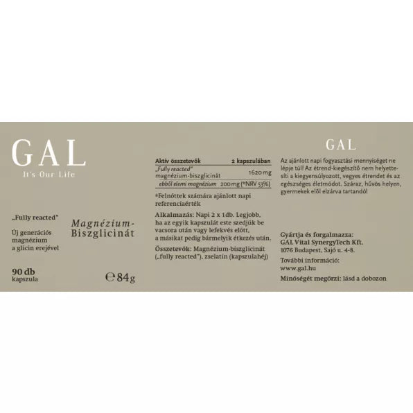 GAL magnézium-biszglicinát szerves forma érzékeny gyomrúaknak is