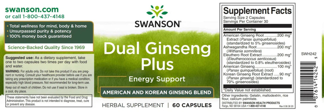 Swanson ginseng dupla formula stressz ellen