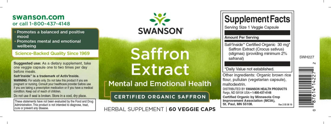 Swanson saffron extract kismama kedélyjavításra