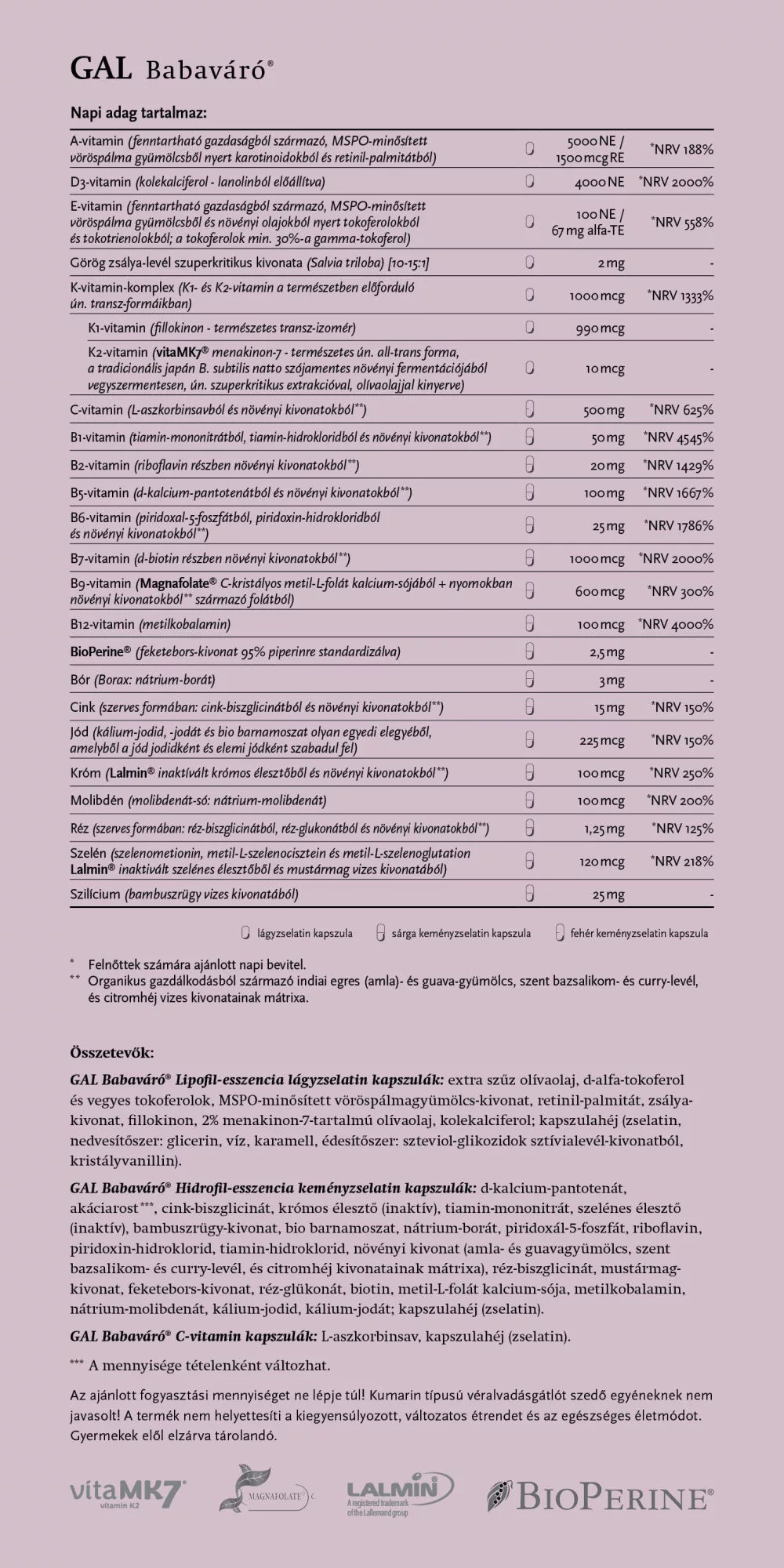 GAL babaváró multivitamin lombikra